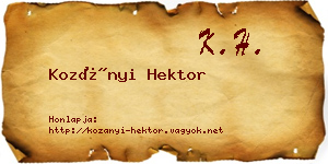 Kozányi Hektor névjegykártya